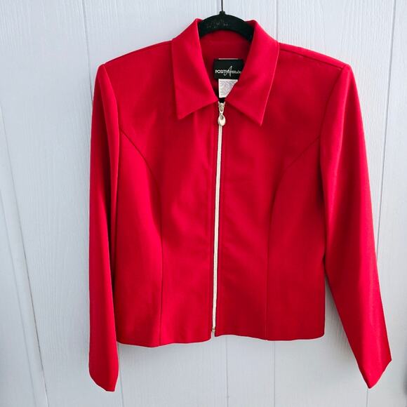 Positive Attitude Vintage Full Zip Jacket with Shoulder Pads size 8 Office 80's - Picture 1 of 6